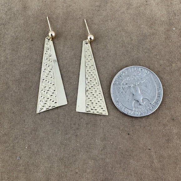 Vintage 14 Karat Gold Santa Fe Southwest Drop Earrings - Picture 5 of 6